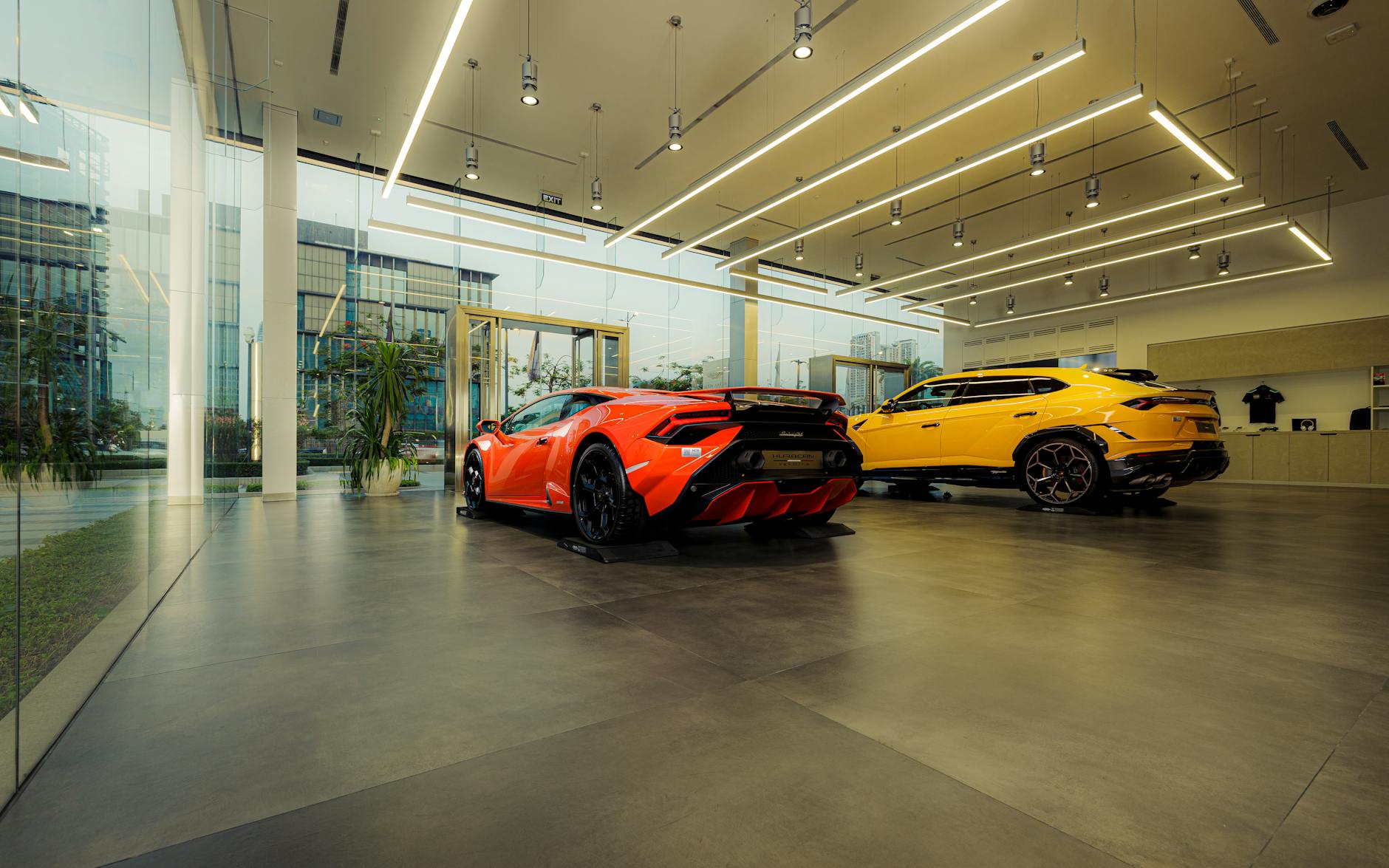 Showroom de concessionária com carros novos